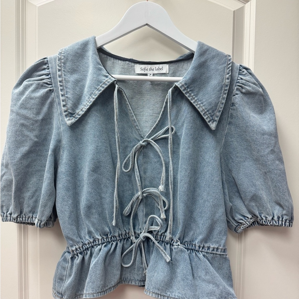 Denim Puff Sleeve Top